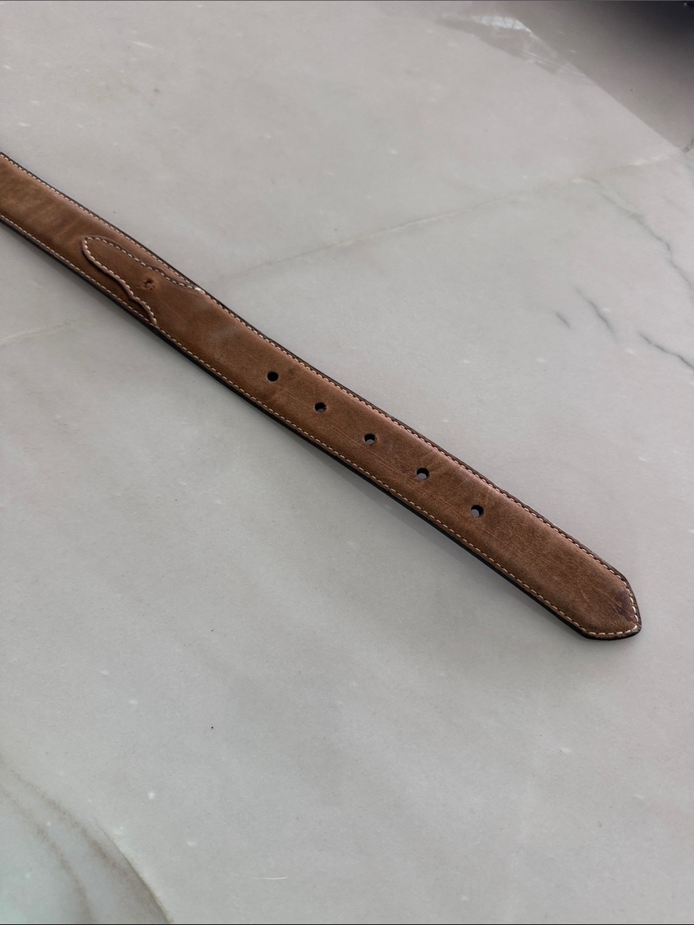 🤠Ladies Brown Genuine Leather Belt with Decorative Silver Western Buckle - Picture 6 of 9